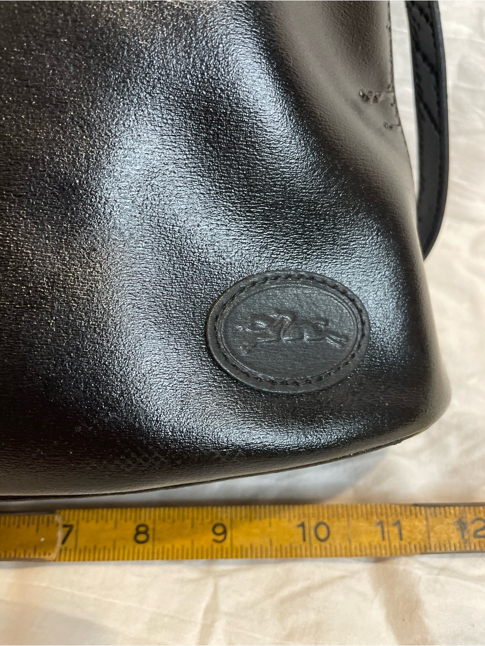 Vintage Longchamp Black Leather Crossbody Bucket Bag Gold Hardware Project Bag - Picture 14 of 15
